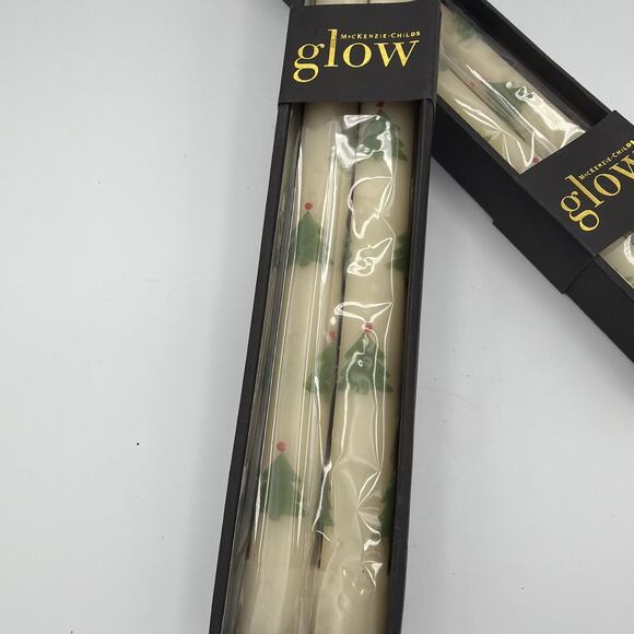 Mackenzie Childs Glow Candles Candle Stick Christmas Tree Dot Dinner Set 4 RARE - Picture 2 of 4